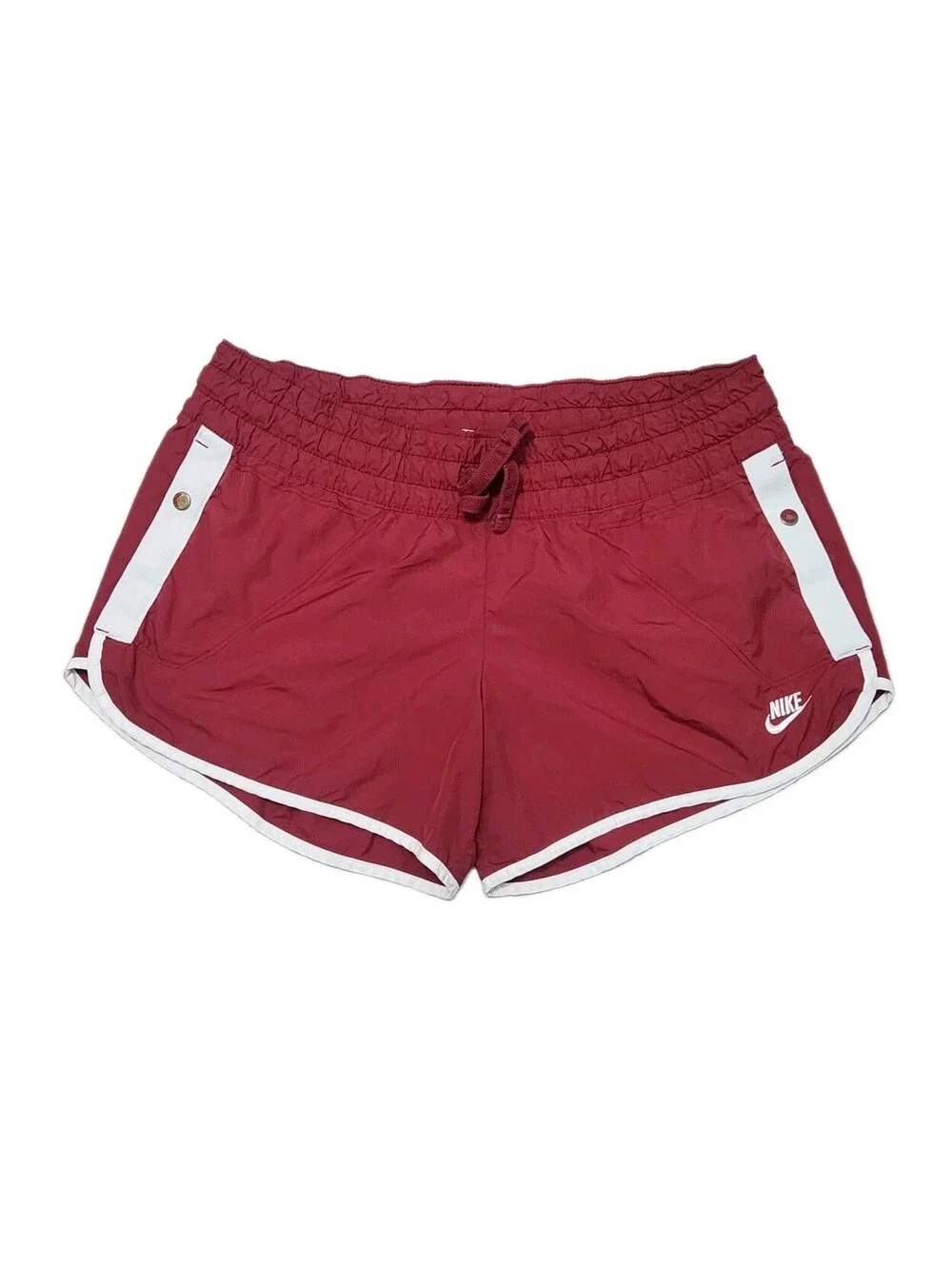 Vtg Nike Shorts Womens Medium Red Embroidered Logo Dolphin Hem Track  Low 2000s